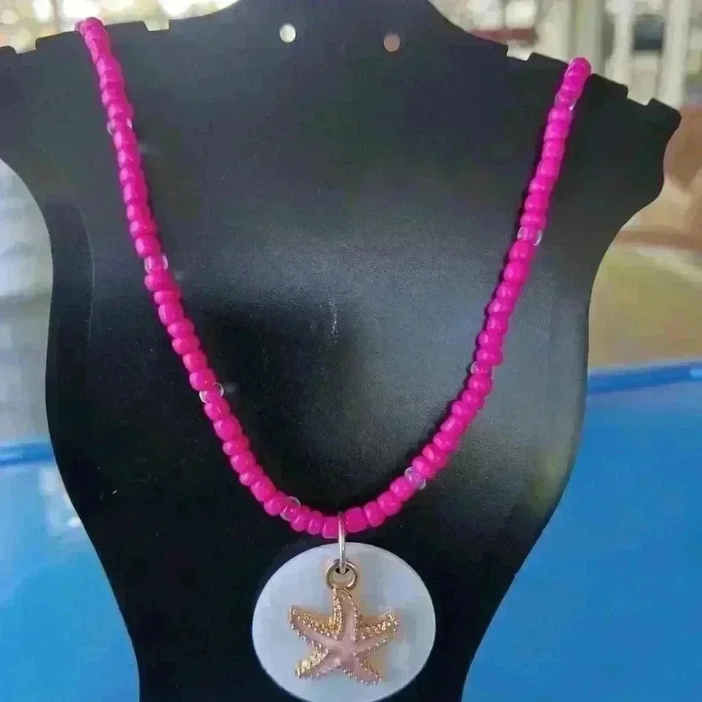 Mother of pearl handmade beaded necklace